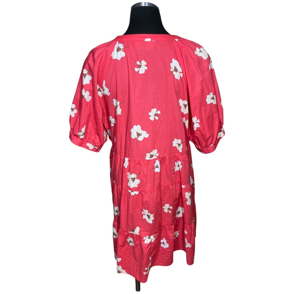 Universal Thread Puff Sleeve Floral Tiered Babydoll Dress Sz L Coral Beach Boho - Picture 5 of 14